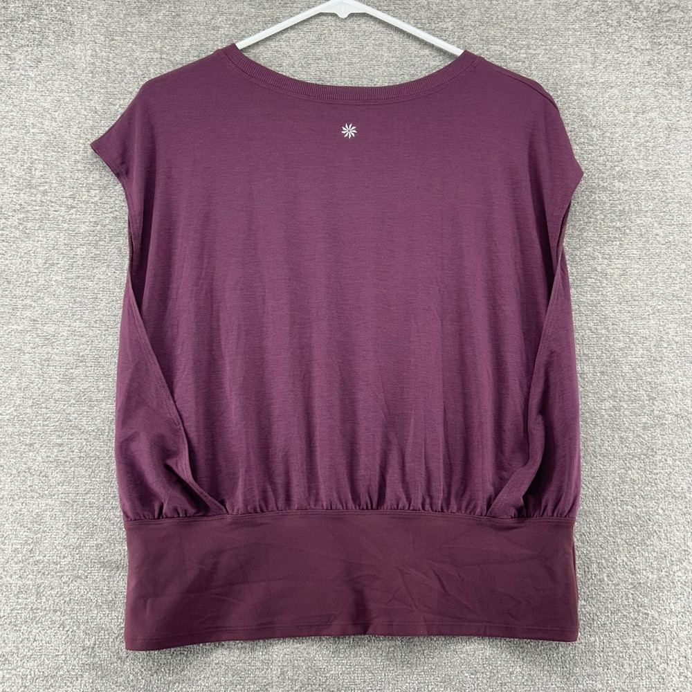 Athleta Ease In Hybrid Tee Sleeveless Woman Size Large Burgundy Activewear - Picture 2 of 9